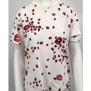 NWT Giamba Cotton Ladybug and Kiss Print Short Sleeve Hi-Low T-Shirt sz 38/XXS